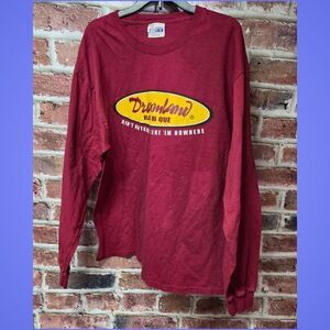 Dreamland‎ BBQ Long Sleeve T-Shirt Large Red Hanes Beefy Restaurant Crew Neck